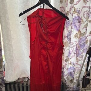 PrettyLittleThing Red Satin Midi Dress